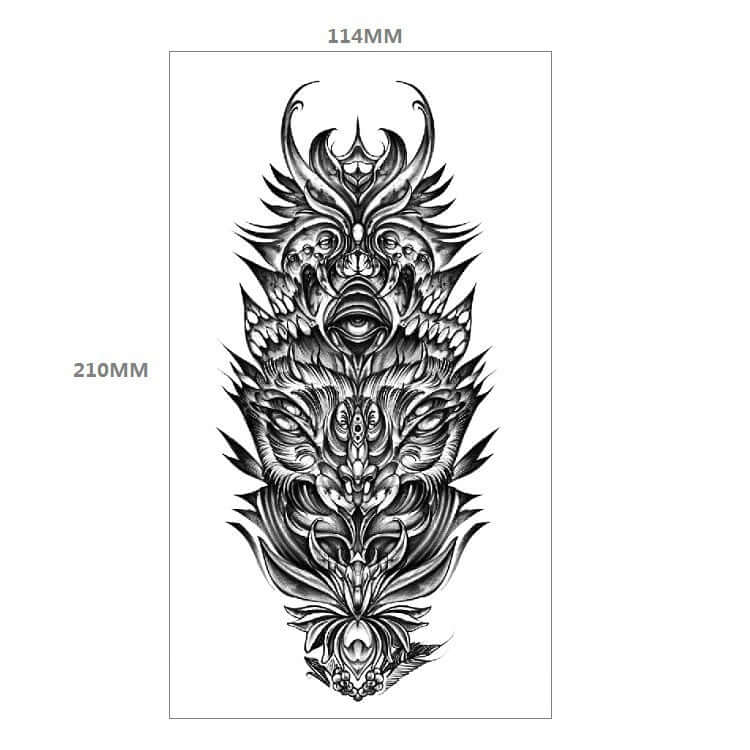 Fresh Canvas Co Animal Pattern Tiger Lion Half Arm Water Transfer Tattoo