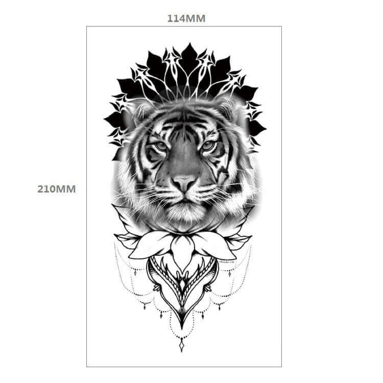 Fresh Canvas Co Animal Pattern Tiger Lion Half Arm Water Transfer Tattoo