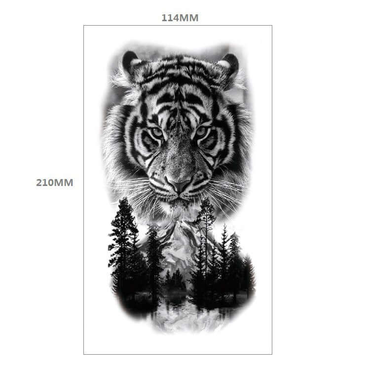 Fresh Canvas Co Animal Pattern Tiger Lion Half Arm Water Transfer Tattoo