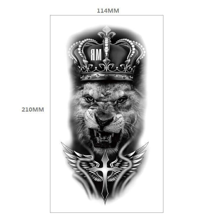 Fresh Canvas Co Animal Pattern Tiger Lion Half Arm Water Transfer Tattoo
