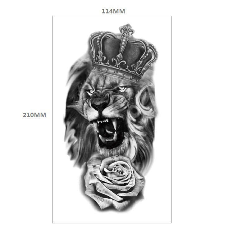 Fresh Canvas Co Animal Pattern Tiger Lion Half Arm Water Transfer Tattoo