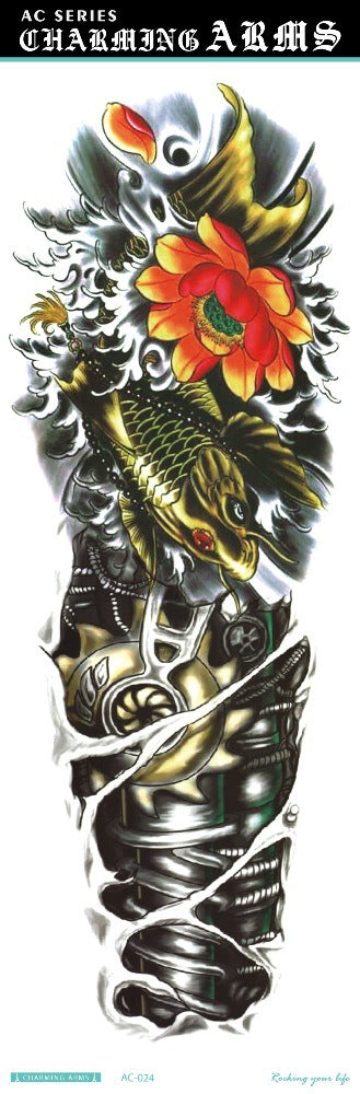 Fresh Canvas Co waterproof skull dragon carp owl temporary tattoo stickers