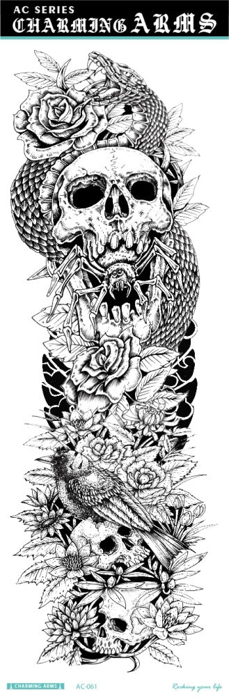 Fresh Canvas Co waterproof skull dragon carp owl temporary tattoo stickers