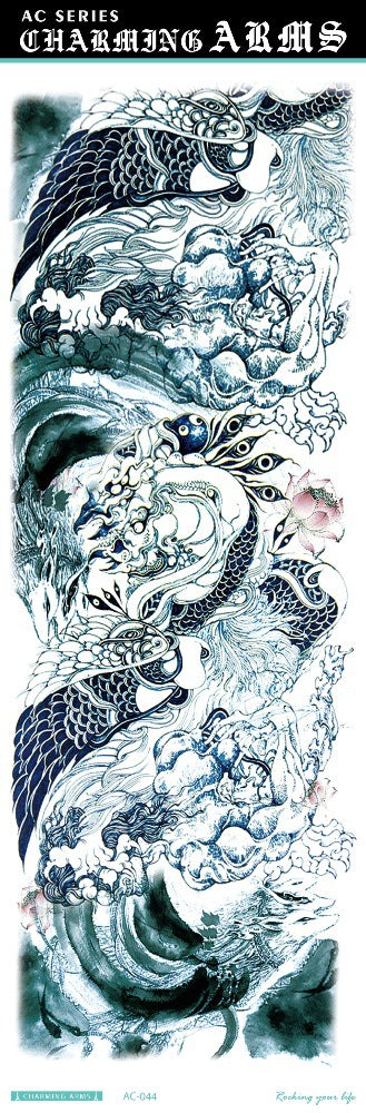 Fresh Canvas Co waterproof skull dragon carp owl temporary tattoo stickers