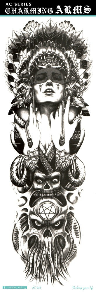 Fresh Canvas Co waterproof skull dragon carp owl temporary tattoo stickers
