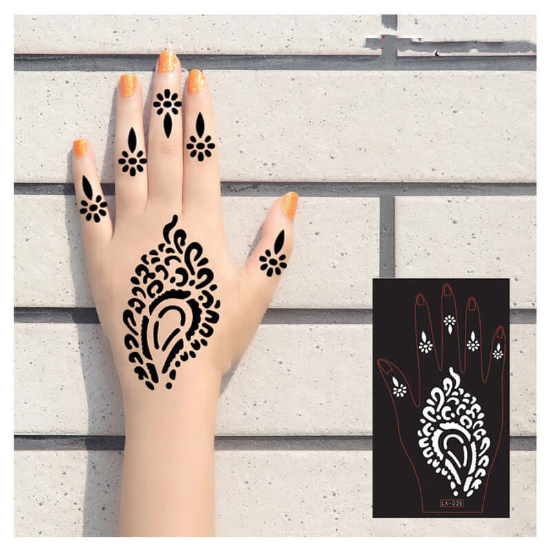 Fresh Canvas Co 2 Sheets Hand Tattoo Decal Henna Stencil Temporary