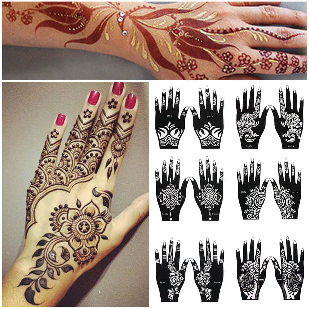 Fresh Canvas Co 2 Sheets Hand Tattoo Decal Henna Stencil Temporary