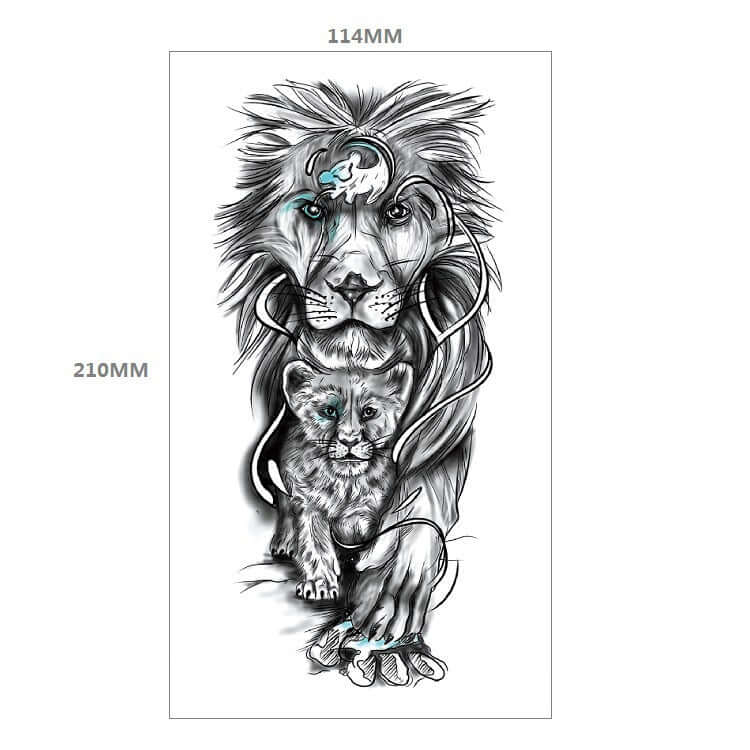 Fresh Canvas Co Animal Pattern Tiger Lion Half Arm Water Transfer Tattoo