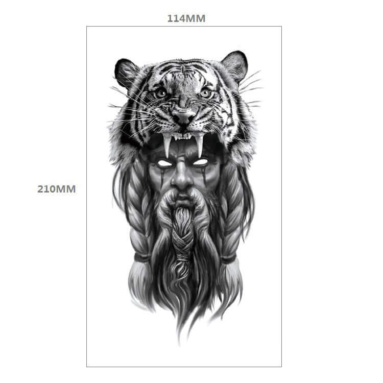 Fresh Canvas Co Animal Pattern Tiger Lion Half Arm Water Transfer Tattoo