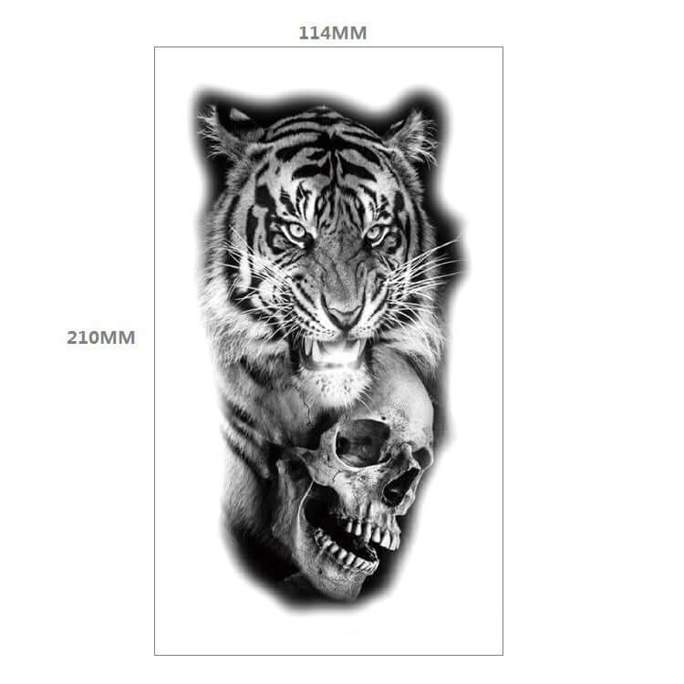 Fresh Canvas Co Animal Pattern Tiger Lion Half Arm Water Transfer Tattoo