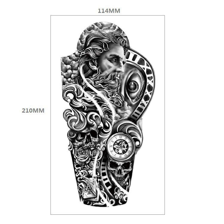 Fresh Canvas Co Animal Pattern Tiger Lion Half Arm Water Transfer Tattoo