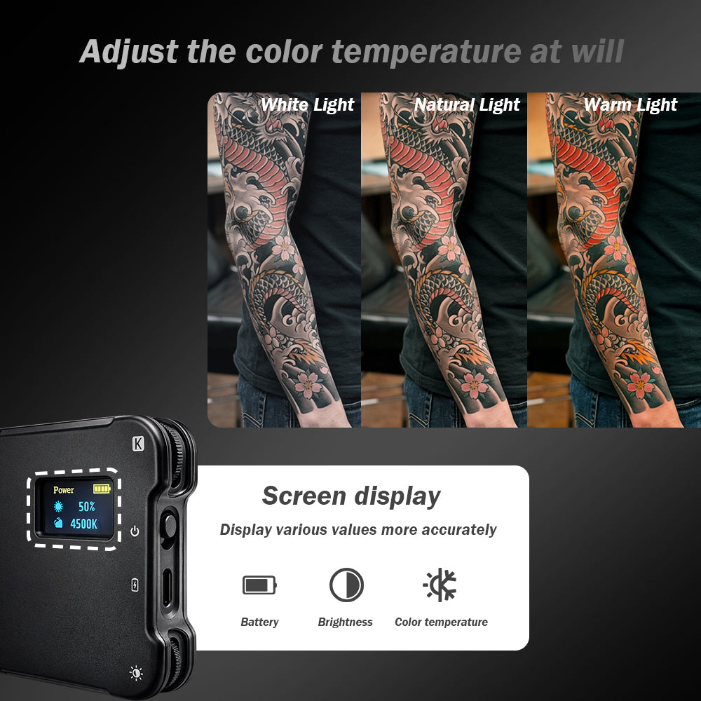 INKSOUL® Tattoo Photography Anti-Glare Kit – Polarizing Filter, Fill Light & Phone Stand