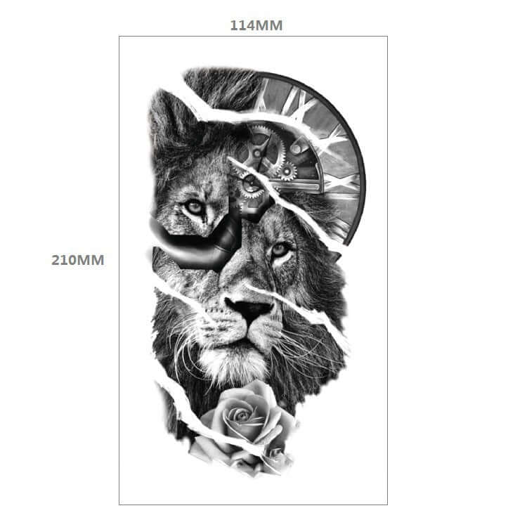 Fresh Canvas Co Animal Pattern Tiger Lion Half Arm Water Transfer Tattoo