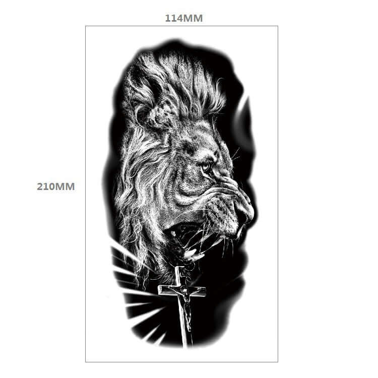 Fresh Canvas Co Animal Pattern Tiger Lion Half Arm Water Transfer Tattoo