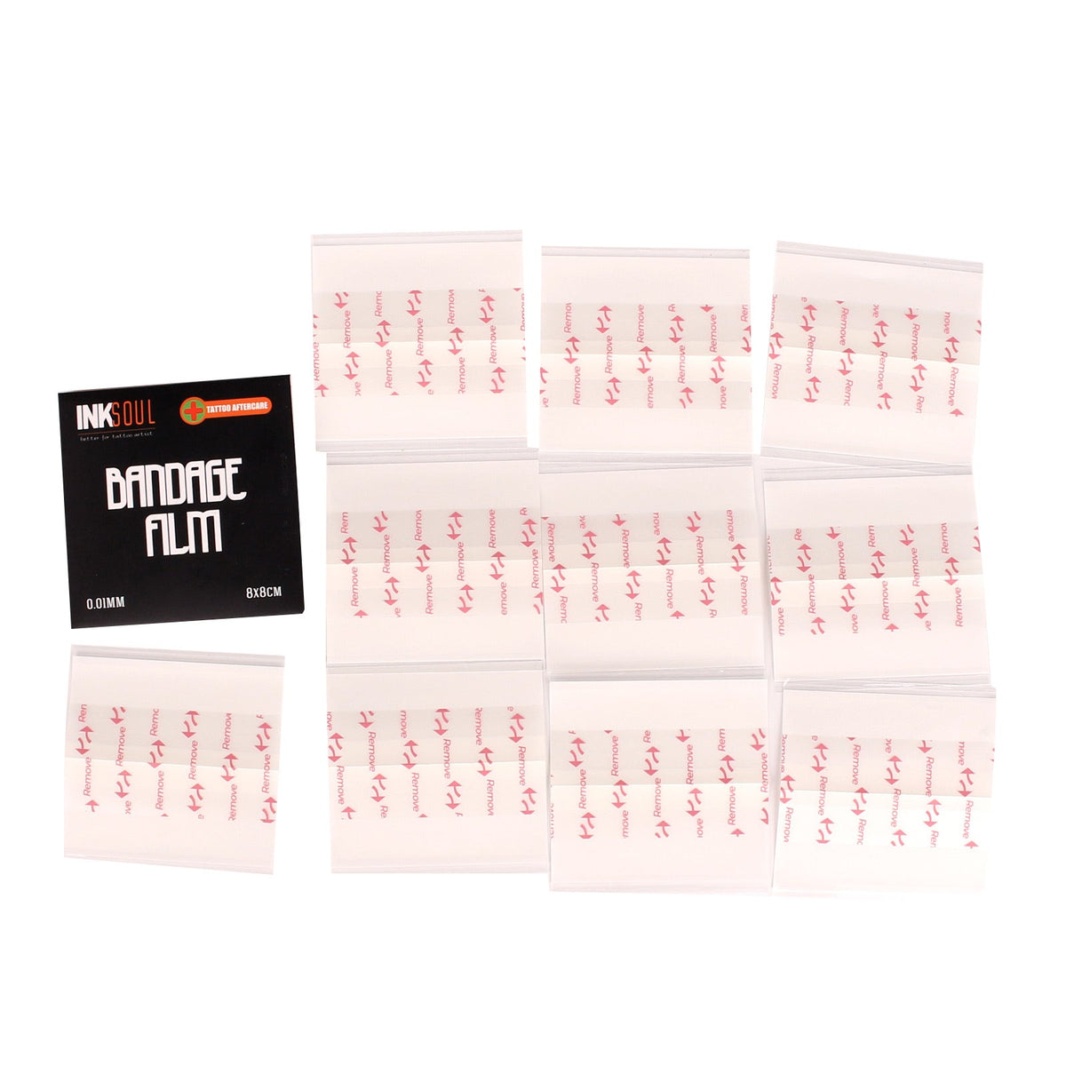 INKSOUL tattoo aftercare bandage film 10-pack packaging – ultrathin sheets for fresh ink protection