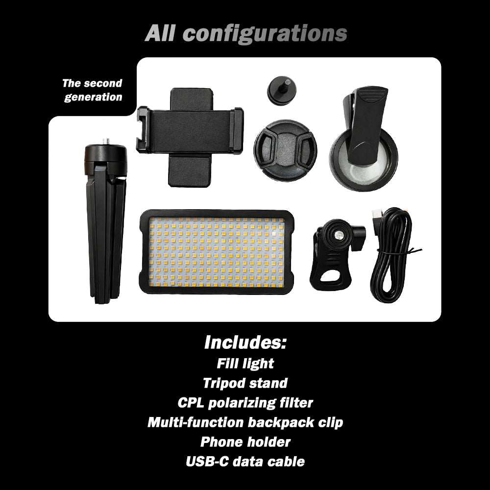 INKSOUL® Tattoo Photography Anti-Glare Kit – Polarizing Filter, Fill Light & Phone Stand