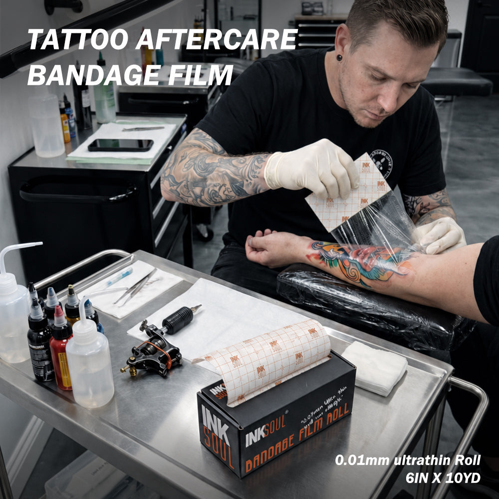 INKSOUL® Tattoo Aftercare Bandage Film – 0.01mm Ultrathin Roll, 6" x 10yd