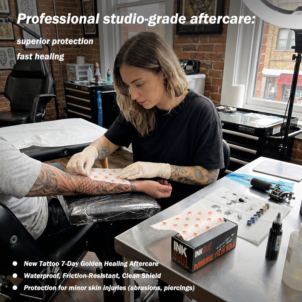 INKSOUL® Tattoo Aftercare Bandage Film – 0.01mm Ultrathin Roll, 6" x 10yd