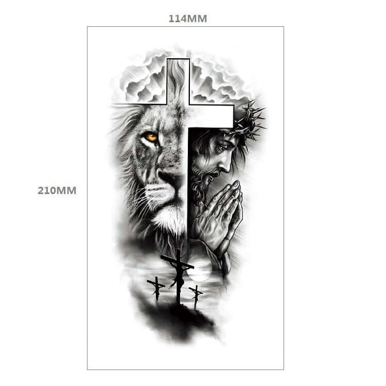 Fresh Canvas Co Animal Pattern Tiger Lion Half Arm Water Transfer Tattoo